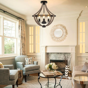 4-Light Rustic Flush Mount